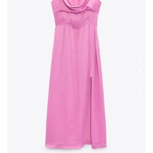 Satin corset slip dress Zara pink